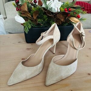 LK Bennett Women’s Cream Suede Heels Stilettos Size 42 or US 11.5 Monet Ankle